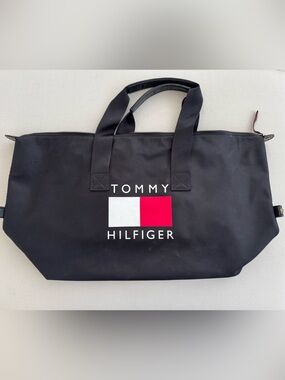 Tommy Hilfiger Black Tote with White & Red Flag